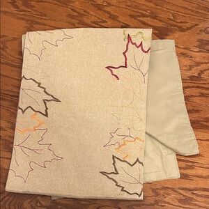 Hobby Lobby Autumn Leaf Embroidered Table Runner - Beige and Multicolor